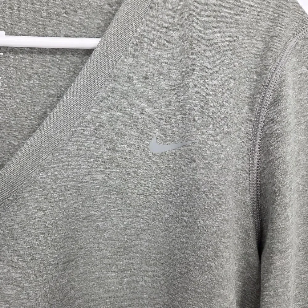 Nike Dri-FIT Womens Lot 2 Long Sleeve V-Neck Athletic T-Shirt Sz M Gray Orange